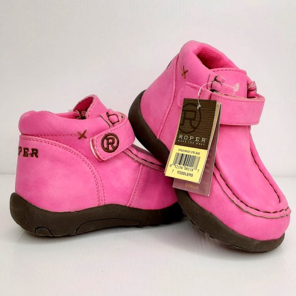 ROPER' 'CHUKKA' MOCCASIN 'PETAL PINK'VELCRO WRAP ANKLE HIGH SHAFT